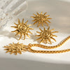 Wholesale Stainless Steel And Titanium Steel Spiral Sunflower Pendant Necklace And Earrings With Electroplating Fashion Retro Creative For Women