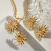 Wholesale Stainless Steel And Titanium Steel Spiral Sunflower Pendant Necklace And Earrings With Electroplating Fashion Retro Creative For Women