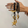 Wholesale Stainless Steel And Titanium Steel Starfish Shaped Women's Necklace With Black Rope Electroplated Treatment Geometric Design