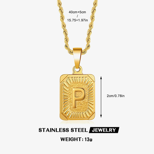 Wholesale Stainless Steel And Titanium Steel Women's Letter Square Necklace With Electroplating Treatment