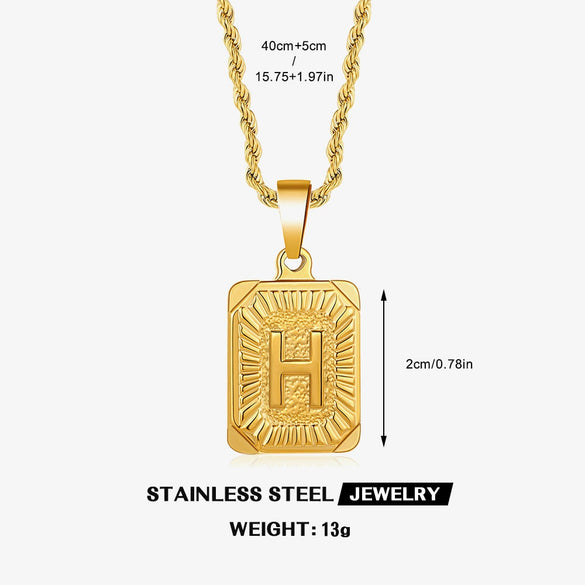Wholesale Stainless Steel And Titanium Steel Women's Letter Square Necklace With Electroplating Treatment