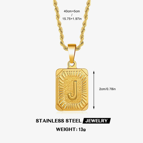 Wholesale Stainless Steel And Titanium Steel Women's Letter Square Necklace With Electroplating Treatment