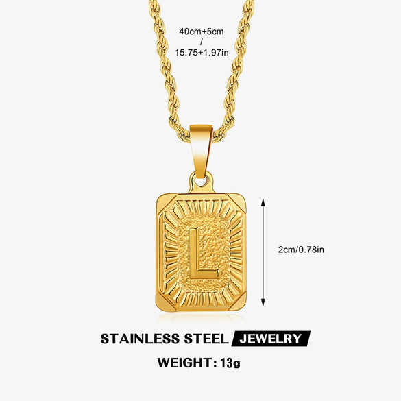 Wholesale Stainless Steel And Titanium Steel Women's Letter Square Necklace With Electroplating Treatment