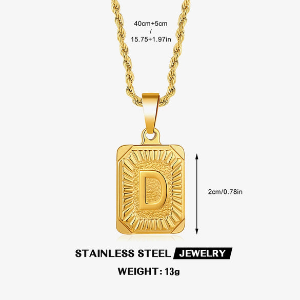 Wholesale Stainless Steel And Titanium Steel Women's Letter Square Necklace With Electroplating Treatment