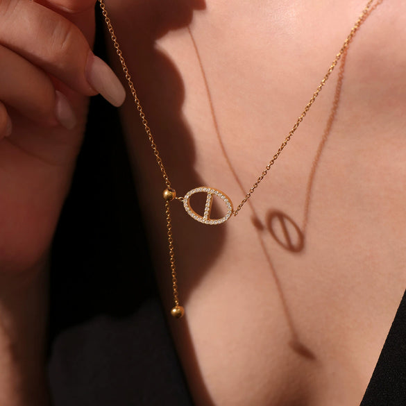 Wholesale 316L Stainless Steel And 316L Stainless Steel Women's Light Luxury Geometric Sunshaped Tassel Adjustable Clavicle Necklace With Electroplating