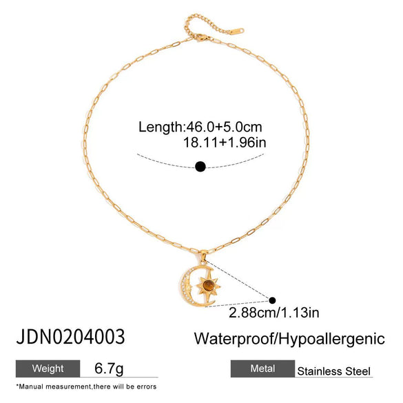 Wholesale Stainless Steel And Titanium Steel Women's Light Luxury Niche Necklace With Star Moon Pendant And Electroplating