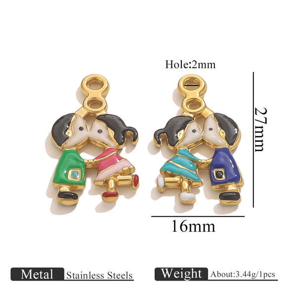 Wholesale Stainless Steel And Wooden Pony Moon Person Shaped Oil Dripping Jewelry Accessories Pendant For Bracelet And Necklace