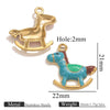 Wholesale Stainless Steel And Wooden Pony Moon Person Shaped Oil Dripping Jewelry Accessories Pendant For Bracelet And Necklace