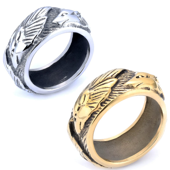 Wholesale Stainless Steel Animal Relief Ring Retro Style Polishing Treatment