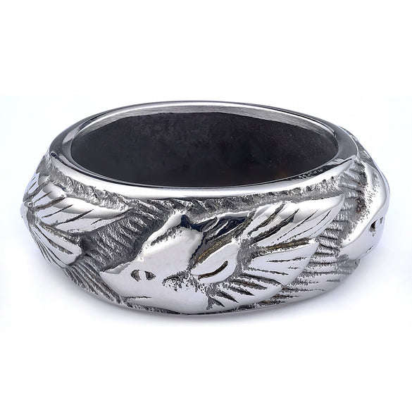 Wholesale Stainless Steel Animal Relief Ring Retro Style Polishing Treatment