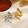Wholesale Stainless Steel Animal Snake Zodiac Open Ring For Women With Electroplating