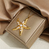 Wholesale Stainless Steel Animal Starfish Beaded Pendant Necklace Jewelry