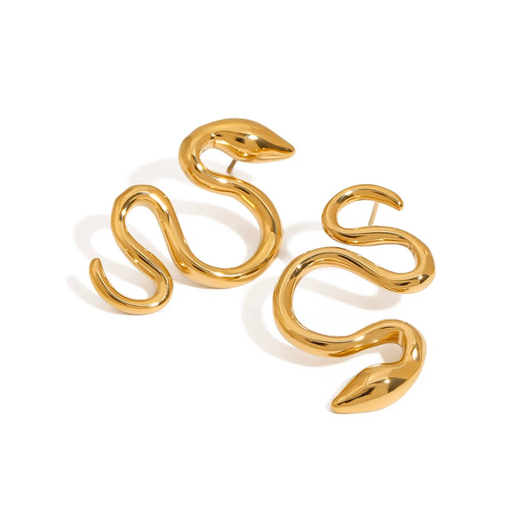 Wholesale Stainless Steel Animal Style Geometric Snake Earrings With Electroplating