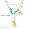 Wholesale Stainless Steel Animal Zodiac Double Layer Overlapping Chain Necklace With Blue Gravel Pearl Electroplated For Women