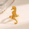 Wholesale Stainless Steel Animal Zodiac Hippocampus Women's Ring With Electroplating