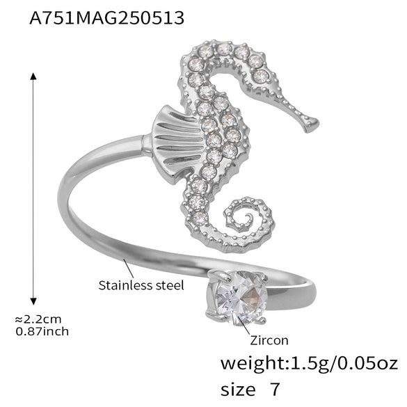 Wholesale 316L Stainless Steel Animal Zodiac Open Ring Jewelry With Electroplating