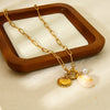 Wholesale Stainless Steel Animal Zodiac Pattern Cross Chain Pendant Necklace Electroplated With 18K Gold For Women