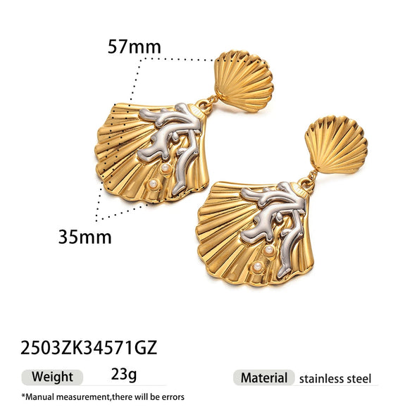 Wholesale Stainless Steel Animal Zodiac Pattern Titanium Steel Plated 18K Gold Elegant Ocean Earrings For Women