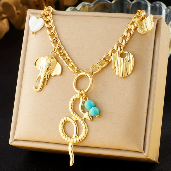 Wholesale Stainless Steel Animal Zodiac Pendant Necklace With Goldplated Electroplating Fashion Ol Style For Women