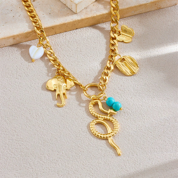 Wholesale Stainless Steel Animal Zodiac Pendant Necklace With Goldplated Electroplating Fashion Ol Style For Women