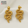 Wholesale Stainless Steel Animal Zodiac Snake Shaped Diamond Encrusted 18K Gold Plated Earrings For Women