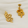 Wholesale Stainless Steel Animal Zodiac Snake Shaped Diamond Encrusted 18K Gold Plated Earrings For Women