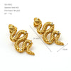 Wholesale Stainless Steel Animal Zodiac Snake Shaped Diamond Encrusted 18K Gold Plated Earrings For Women