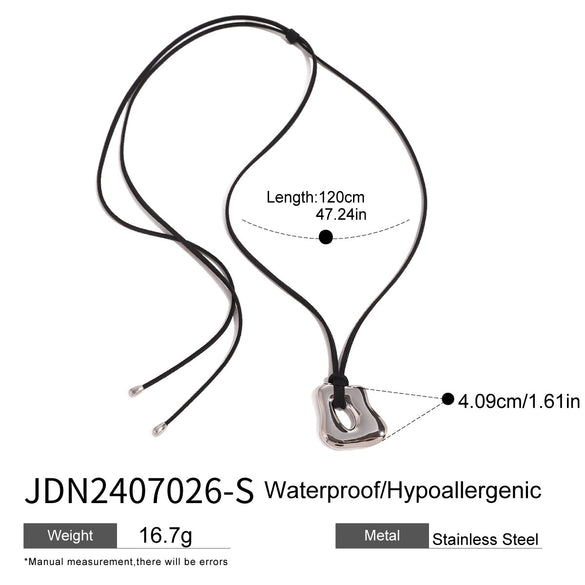 Wholesale Stainless Steel Asymmetrical Liquid Glossy Cut Out Pendant Necklace With Geometric Pattern And Electroplating For Women