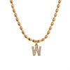 Wholesale Stainless Steel Ball Chain Necklace With Copper Letter Pendant And Zircon For Women
