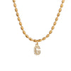 Wholesale Stainless Steel Ball Chain Necklace With Copper Letter Pendant And Zircon For Women