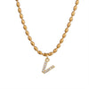 Wholesale Stainless Steel Ball Chain Necklace With Copper Letter Pendant And Zircon For Women