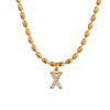 Wholesale Stainless Steel Ball Chain Necklace With Copper Letter Pendant And Zircon For Women