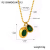 Wholesale Stainless Steel Ball Chain Necklace With Water Drops Delicate Small Pendant Zircon Geometric Pattern Pvd Plated 18K True Gold For Women