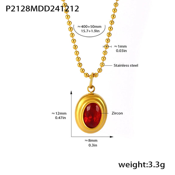 Wholesale Stainless Steel Ball Chain Necklace With Water Drops Delicate Small Pendant Zircon Geometric Pattern Pvd Plated 18K True Gold For Women