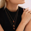 Wholesale Stainless Steel Ball Chain Necklace With Water Drops Delicate Small Pendant Zircon Geometric Pattern Pvd Plated 18K True Gold For Women