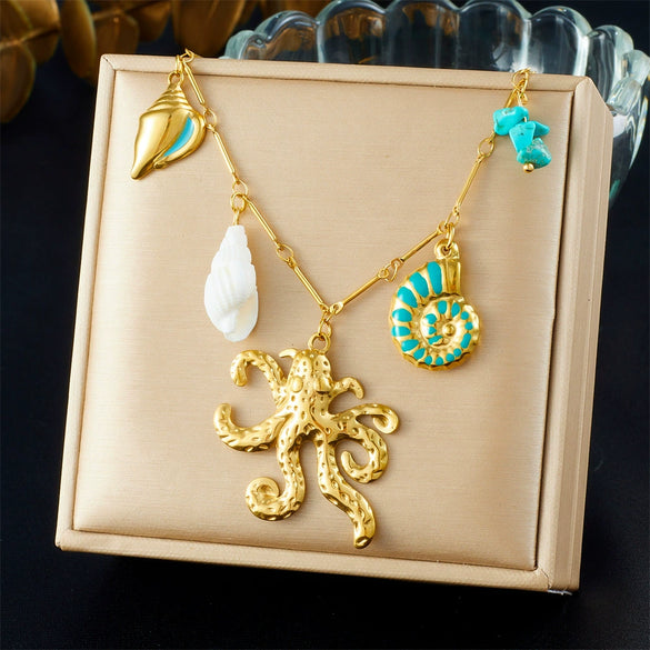 Wholesale Stainless Steel Bamboo Thin O Chain Goldplated Animal Zodiac Pendant Necklace