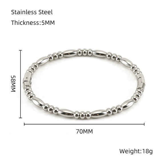 Wholesale 316L Stainless Steel Bamboo Titanium Steel Beaded Plain Ring Bracelet With Electroplating Design