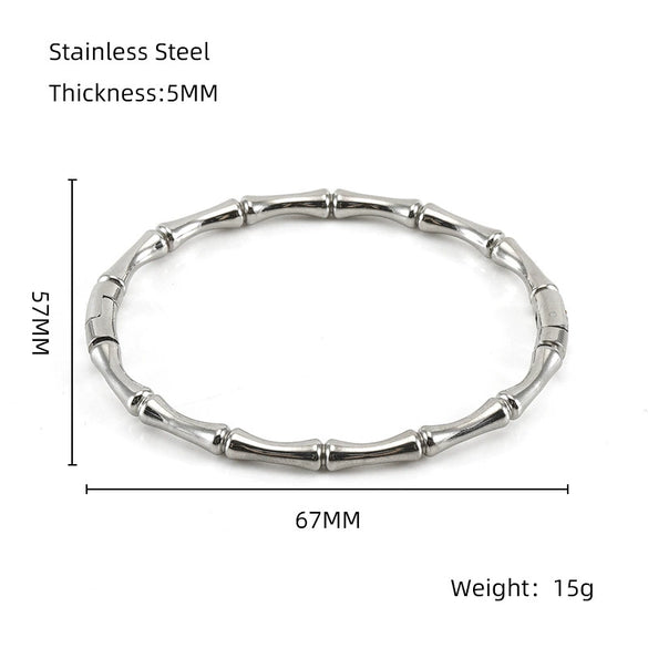 Wholesale 316L Stainless Steel Bamboo Titanium Steel Beaded Plain Ring Bracelet With Electroplating Design