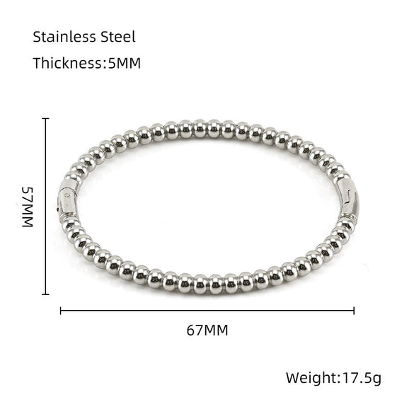 Wholesale 316L Stainless Steel Bamboo Titanium Steel Beaded Plain Ring Bracelet With Electroplating Design