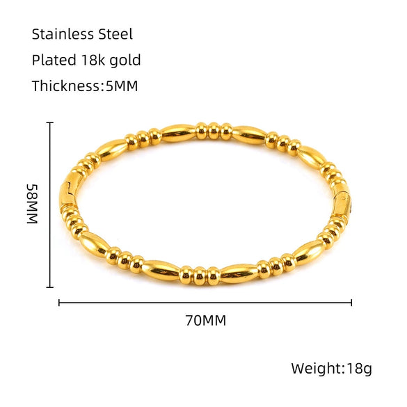 Wholesale 316L Stainless Steel Bamboo Titanium Steel Beaded Plain Ring Bracelet With Electroplating Design