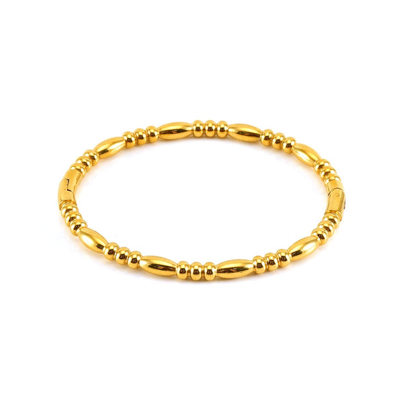 Wholesale 316L Stainless Steel Bamboo Titanium Steel Beaded Plain Ring Bracelet With Electroplating Design