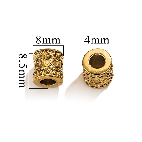 Wholesale Stainless Steel Bead Accessories With Hirback Pattern And Electroplating Process Light Luxury Style Drum Beads