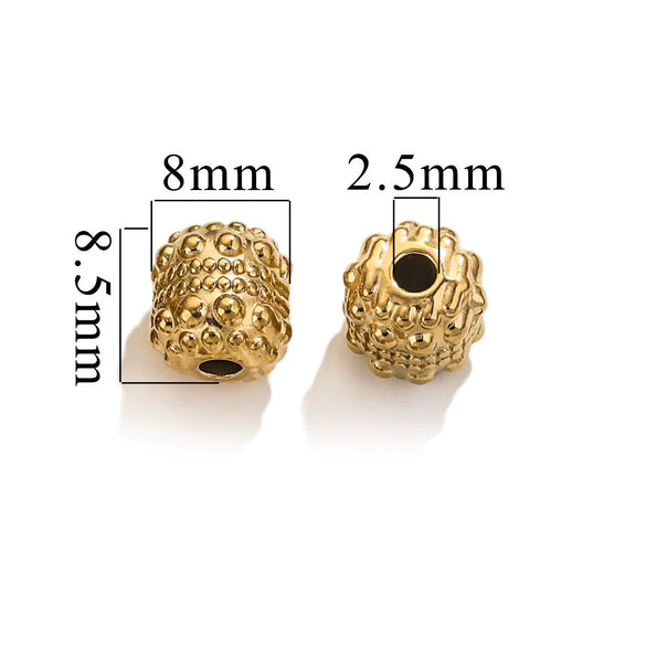 Wholesale Stainless Steel Bead Accessories With Hirback Pattern And Electroplating Process Light Luxury Style Drum Beads