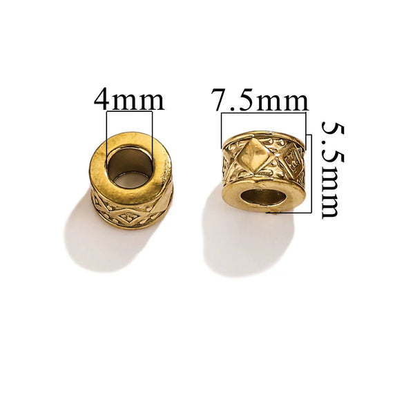Wholesale Stainless Steel Bead Accessories With Hirback Pattern And Electroplating Process Light Luxury Style Drum Beads
