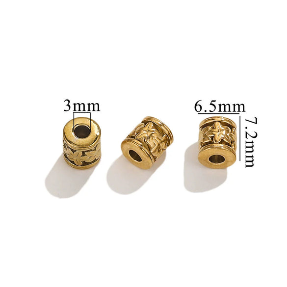 Wholesale Stainless Steel Bead Accessories With Hirback Pattern And Electroplating Process Light Luxury Style Drum Beads