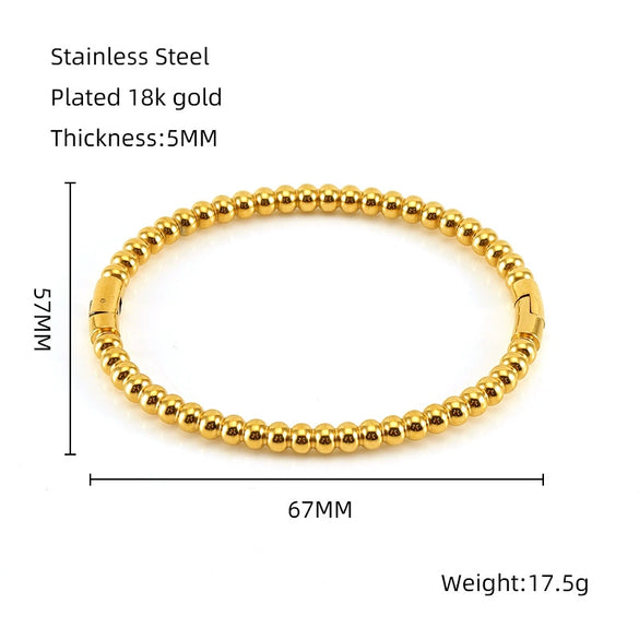 Wholesale Stainless Steel Bead Bracelet Retro Style With Electroplating For Female