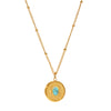 Wholesale Stainless Steel Bead Chain Geometric Turquoise Clavicle Necklace 18K Gold Plated Color Preservation Jewelry