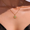 Wholesale Stainless Steel Bead Chain Geometric Turquoise Clavicle Necklace 18K Gold Plated Color Preservation Jewelry