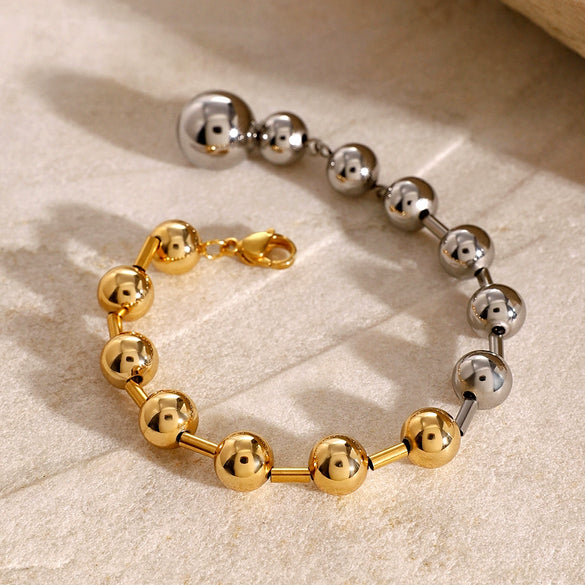 Wholesale Stainless Steel Beaded Bracelet With Geometric Design And Electroplating Treatment For Women