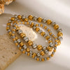 Wholesale Stainless Steel Beaded Elastic Rope Bracelet With Geometric Design And Electroplating For Women